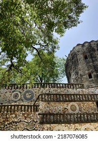 Tower And Feature Wall Of The Colorful Outdoor Amphitheater, Decorated With Mosaic Tiles At The Rock Garden Of Chandigarh, A Sculpture Garden For Rock Enthusiasts