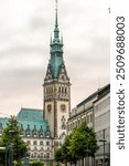 Tower of The Hamburg Town Hall is the seat of the Hamburg Citizenship and the Senate of the Free and Hanseatic City of Hamburg.