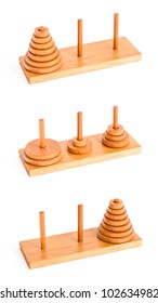 The Tower Of Hanoi Puzzle Isolated On White Background