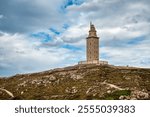 The Tower of Hercules is a tower and lighthouse located on a hill in the city of La Coruña, in Galicia. Its total height is 55 metres.