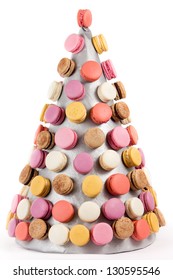 tower from macaroon on a white background
