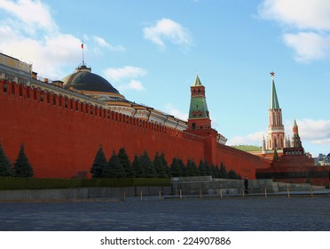 Tower Of Moscow Kremlin And Kremlin Wall