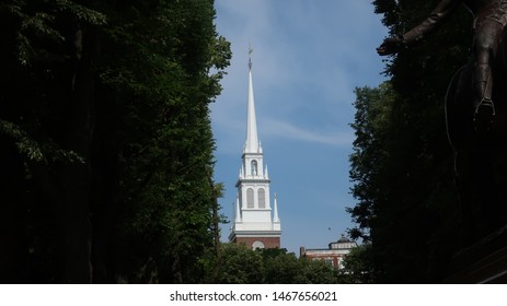 Tower Near Paul Revere Statue In Boston