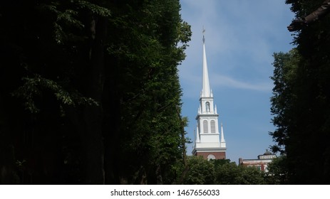 Tower Near Paul Revere Statue In Boston