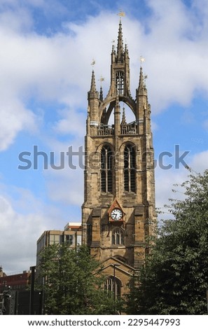 Tower of Newcastle cathedral, or formally Cathedral Church of St Nicholas in Newcastle, United Kingdom