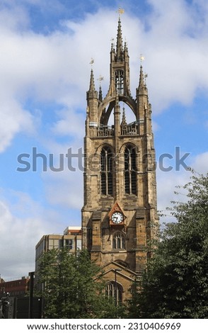Tower of Newcastle cathedral, or formally Cathedral Church of St Nicholas in Newcastle, United Kingdom