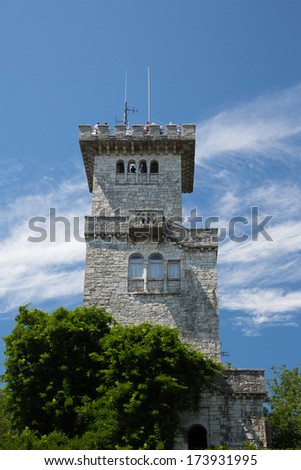 Tower on Mount Akhun, Russia, Sochi; ourdoors shot; view point