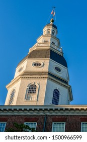 Tower On Top Of Maryland State Capitol Building In Daylight