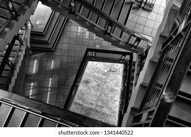 Tower Stairs Vertigo- The Stairs Of An Observation Tower. The View Down Can Induce Vertigo.