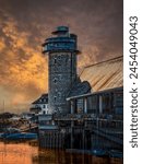 Tower standing tall on cloudy day at Falmouth, England, United Kingdom