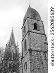 The tower and steeple of Old Saint Mary