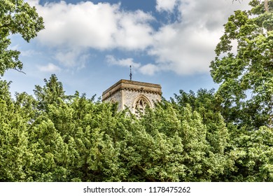 Tower surrounded by trees in Blickling, north of Aylsham, a summer day, United Kingdom
