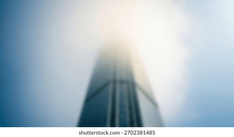 Towering Skyscraper Piercing Through Clouds  Modern Architecture with Urban Landscape.