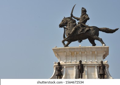 Towering Statue Of Maharaja Ranjeet Ranjit Singh, Leader Of The Sikh Empire In Amritsar, Punjab.  