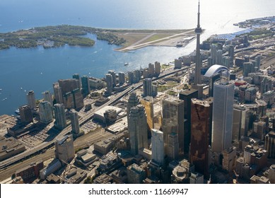 The Towers Of Downtown Toronto, Canada, Seen From Just Above Yonge Street.