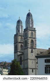 The Towers Of The Grossmünster (great Minster), A Protestant Church In Zürich, Switzerland