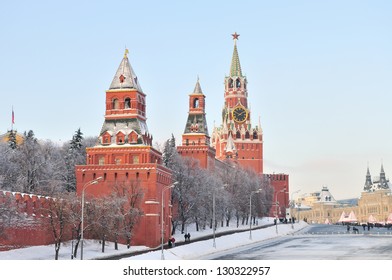 Towers Of Moscow Kremlin In Winter