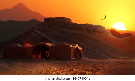 Towers Of Silence In The Iranian Province Of Yazd. Ancient Iran. Persia.