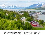 Town of Akureyri in North Iceland on a summer day