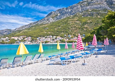 Town of Baska Voda beach and waterfront view, Makarska riviera in Dalmatia, Croatia - Shutterstock ID 2093953954