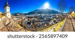 Town of Bruck an der Mur panoramic view from tower hill, Styria state of Austria