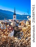 Town of Bruck an der Mur view from hill, Styria state of Austria