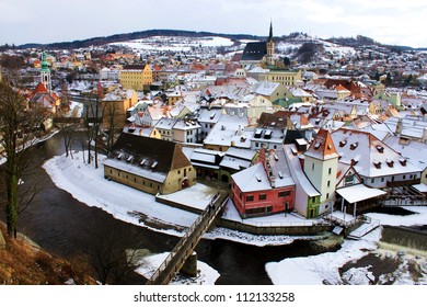 town of Cesky Krumlov in winter time