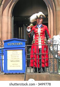 Town Crier Ringing Bell In Chester England UK