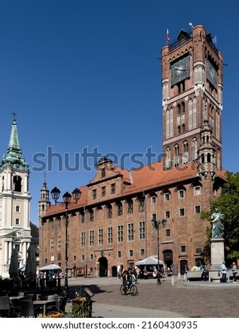 Town Hall and Nicolaus Copernicus Monument in Torun, Poland