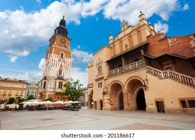 Town Hall Tower On Rynek Glowny In Summer, Krakow