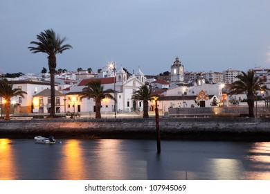 Town Lagos At Dusk, Algarve Portugal