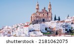 The town of Olvera on the hill at sunset. Olvera, Cádiz, Andalucia, Spain, Europe