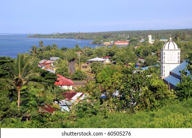 Town On The Coast Of Upolu Island, Samoa