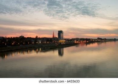 Town Osijek In Croatia At Sunset