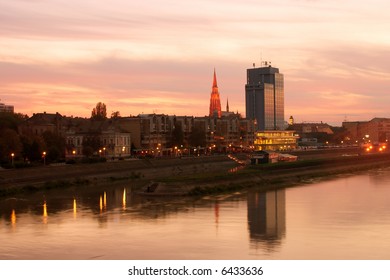 Town Osijek In Croatia At Sunset