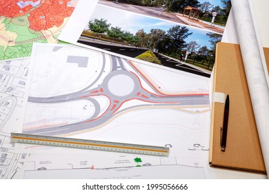 Town Planning - Land Use Planning - Floor Plan Maps Of A Roundabout Project 