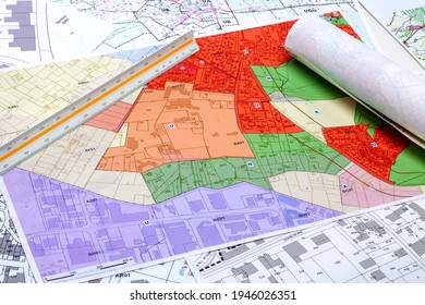 Town planning - Land use planning - Local town planning and cadastre maps  - Shutterstock ID 1946026351