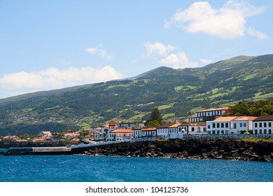 Town San Rock on the shore of Atlantic ocean, island Pico, the Azores