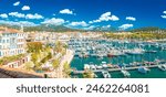 Town of Sanary sur Mer colorful waterfront panoramic view, south France