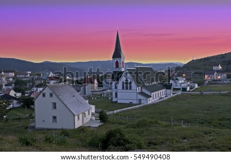 The town of Trinity in  Newfoundland, Canada at Sunset