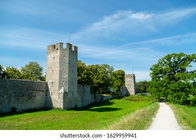 Town Wall In Visby, Gotland, Sweden In Summer.