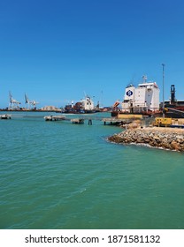 TOWNSVILLE, AUSTRALIA - December 4, 2020. View Of Townsville Port From Vehicle Barge To Magnetic Island.  Magnetic Island Is 8kms From Townsville. 