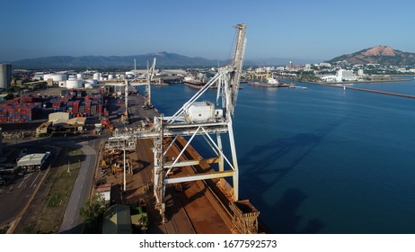 Townsville, Queensland / Australia - 19 April 2018: Container Cranes At The Port Of Townsville