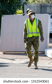 Townsville, Queensland, Australia - February 11 2019:  Army Assisting In The Clean Up Following Flooding From Ross River In Annandale.