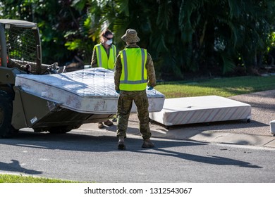 Townsville, Queensland, Australia - February 11 2019:  Army Assisting In The Clean Up Following Flooding From Ross River In Annandale.