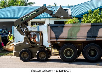 Townsville, Queensland, Australia - February 11 2019:  Army Assisting In The Clean Up Following Flooding From Ross River In Annandale.