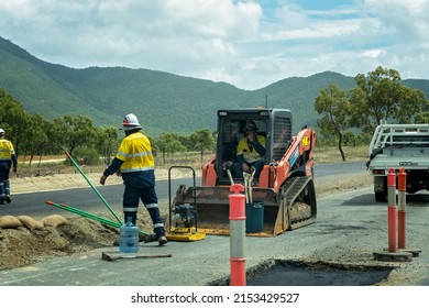 Townsville, Queensland, Australia - May 2022: Heavy Machine Scoop Used In Highway Road Construction