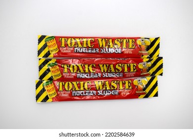 Toxic Waste Ultra Sour Cherry Flavour Nuclear Sludge Chewing Candy Bars - Kongsvinger, Norway 16 September 2022