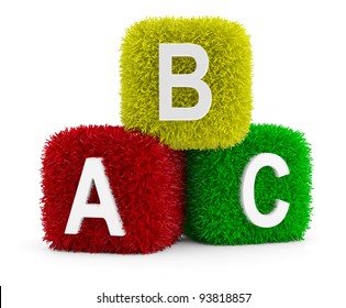 Toy Baby Blocks with symbols heap of alphabet. Icon 3D. Education concept. 3D model