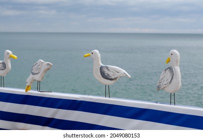 Toy Birds. Sea Birds. Seagulls. Plastic Figurines Of Birds